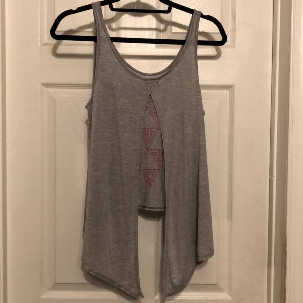 Gray Open Back With Pink Triangle Pattern - image 2